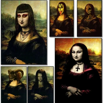 Dark Academia Art Mona Lisa poszternyomatok a nappalihoz Lakberendezés Vicces gótikus nő portré vászon festmény fali művészet ajándék