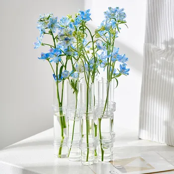 Virág váza színes esztétikus átlátszó üveg váza dekoráció Modern vázák esküvői dekorációhoz Szoba belső Északi mini ajándék