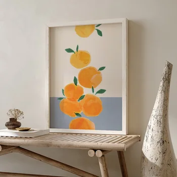 Gyümölcsszőlő Vintage plakátok Fali művészet Vászon festés Retro narancssárga nyomtatás Képek a nappaliba Rózsaszín apartman Esztétikus dekoráció