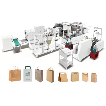  Teljesen automatikus négyzet alakú alsó bevásárló papírtáska készítő gép Kraft papír bevásárlótáska gyártósor nyomdagéppel