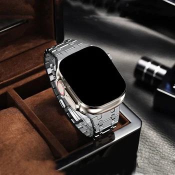 Apple Watch ultra 49mm 45mm 44mm 41mm 40mm szíj rozsdamentes acél luxusszíj iwatch ultra SE 8 7 6 5 4 3 42mm Karkötőhöz