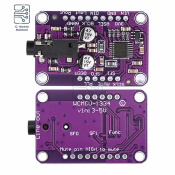 UDA1334A I2S DAC Audio sztereó dekóder modul kártya 3.3V-5V DAC I2S audio interfész modul Arduino-hoz