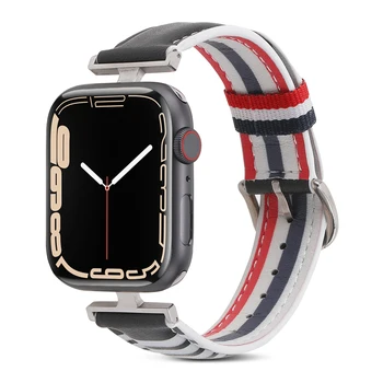 Brit stílusú bőrszíj Apple Watch 8/Ultra 49MM Stripe óraszíj iWatch 7/6/5/4/3/2/se 40 44mm 41 45mm Tartozékok
