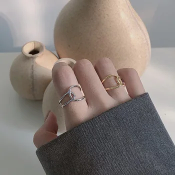 Geometria S925 Sterling ezüst vonalak keresztező gyűrűk nőknek Gyűrűk 2021Trend ezüst 925 ékszerek Minden egyes charm Egyszerű kialakítás