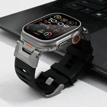 Titán színű gumiszíj Apple Watch Series 9 Ultra 2 49mm 45mm szilikonszíj iWatch 8 7 6 5 4 Se 44mm 42mm karkötőhöz