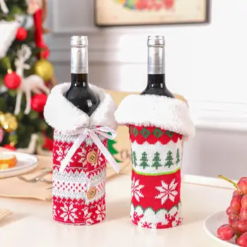 Karácsonyi borosüveg borító Boldog karácsonyi díszek hajtóka egymellű plüss bélés borosüveg borító Karácsonyi Navidad ajándékok
