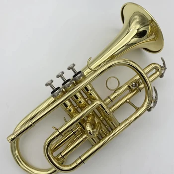 Arany B-kulcsos profi kornett importált rézfúvós, aranyozott, professzionális minőségű hang, trombita, kürt, jazz hangszeren játszik