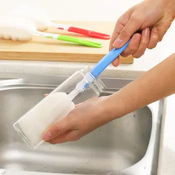  Hosszú fogantyú cumisüveg kefe Puha szivacskefe Vizes palack Üvegpohár mosó tisztító eszköz Konyhai tisztító eszköz Speciális eszköz