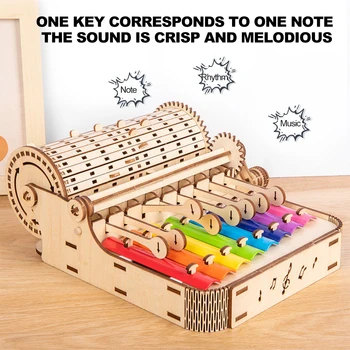 DIY készlet 8-hangos színes xilofon, kézi hajtókar, vintage, fa Glockenspiel készletek, fa, ütőhangszerek, hangszerek