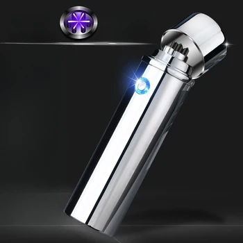 Hordozható fém elektromos hatíves impulzus öngyújtó plazma USB töltés kültéri szélálló láng nélküli szivargyújtó férfi dohányzó eszköz