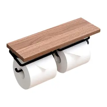 Fürdőszoba WC-papírtartó Falra szerelhető WC-papírtekercs tartó telefonpolccal matt fekete papíradagoló fürdőszobához