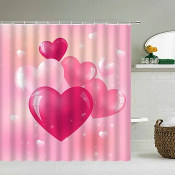 Love Pomantic zuhanyfüggöny vízálló fürdőszobai függöny 3D nyomtatás poliészter kendő horgokkal dekoráció Fürdőszoba képernyő