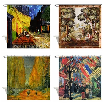 Van Gogh Art Cafe terasz éjjel Alyscamps július Párizsban Festmények Selyem és gyapjú Antik francia zuhanyfüggöny horgokkal