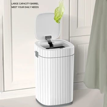 Divat 15L intelligens érzékelő szemetes Konyha Fürdőszoba WC szemetes Automatikus indukciós csomagolás vízálló tartály fedéllel