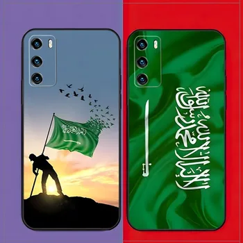 Szaúd-Arábiai zászlós telefontok Huawei Y9 Y7 Y7A Y7P Y6 Y6Pro Y5 Y5P Prime 2020 2019 2018 2017 Nova 9S 9RO 9SE borító