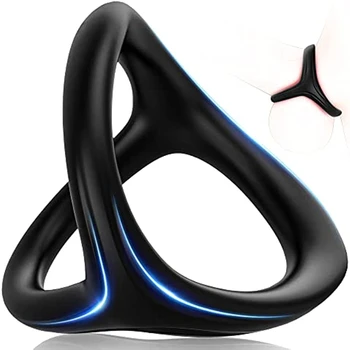 Szilikon péniszgyűrű férfiaknak 3 az 1-ben ultrapuha rugalmas kakasgyűrű pénisznagyítók szex játék férfiaknak fekete
