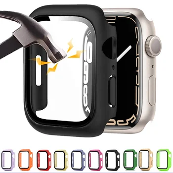 Üveg+tok Apple Watch tokhoz 8 7 6 SE 5 9 iWatch képernyővédő fólia sorozat 44mm 41mm 45mm 42mm 40 38MM Okosóra tartozékok