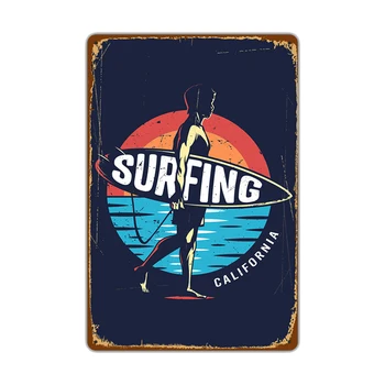 Vintage Hawaii szörfidő fém ón táblák falfestmény lemez tengerparti strand plakát plakát bárhoz Pub Club szörfbolt dekoráció