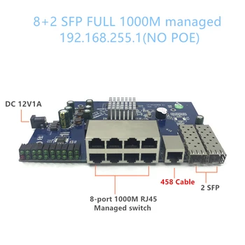 IP menedzsment 8 portos 10/100/1000Mbps PoE Ethernet switch modul Menedzselt switch modul 2 db gigabites SFP csatlakozóval gigabites switch