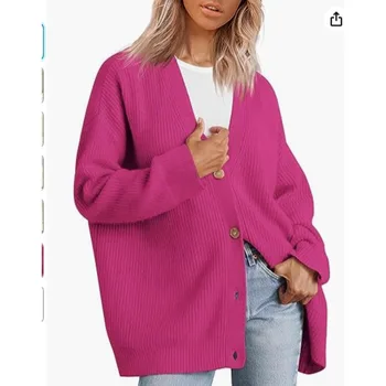 2023 ősz/tél Új termék Egyszerű és sokoldalú gomb Egyszínű Cardigan pulóver a nők kényelméért és szabadidejéért