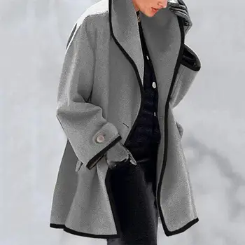 Női kabát színegyeztetése laza egygombos vastag meleg hosszú ujjú bő kapucnis gyapjúkabát női téli felsőruházat