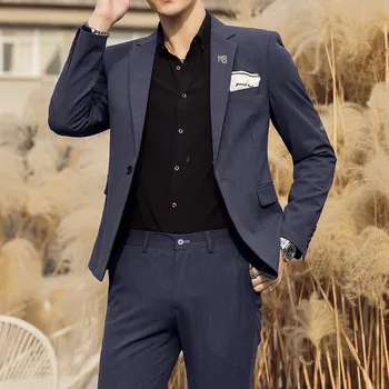 Boutique (Blazer+ nadrág) Férfi divat Üzleti alkalmi A Gentleman Slim koreai változata Brit stílusú tárhely 2 részes szett