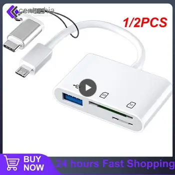 1 / 2PCS USB Type C kártyaolvasó hordozható TF memóriakártya-olvasó Android kényelmes Macbook Micro USB C típusú kártyaolvasóhoz
