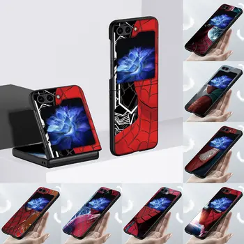 Spider Man Avengers mobiltelefon tok Samsung Galaxy Z Flip5 összecsukható tok Z Flip 5 Zflip5 fekete kemény PC védőburkolat