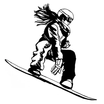 Érdekes Snowboardos lány Extrém sport autó matricák Kreatív matricák Vinil vízálló kiegészítők Fekete / ezüst, 16cm * 15cm