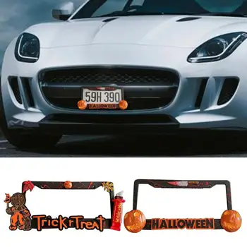 Halloween rendszámtábla-tartó trükkös alumíniumötvözet Halloween autó rendcímke borító Halloween autós kiegészítők autókhoz SUV-k