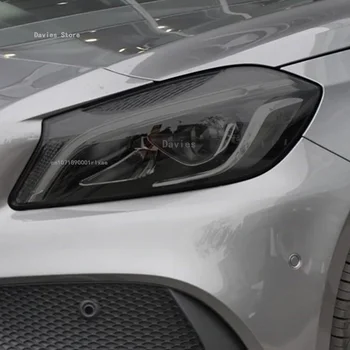 Benz A osztályú W176 2013-2018 autó fényszóró első lámpa védőfólia átlátszó fekete TPU javító matrica