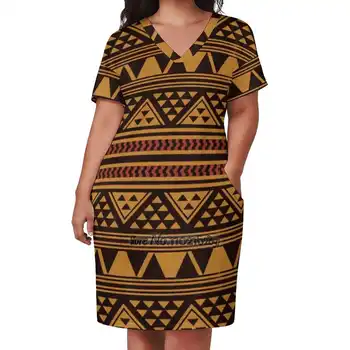 Pictoafrica - African Pattern 3 Design Print ruha rövid ujjú V-nyakú divatszoknya Vékony rövid ujjú szoknya Vector Fashion