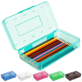 Nagy kapacitású ceruzatartó, műanyag ceruzadobozok gyerekeknek, lányoknak, fiúknak, felnőtteknek, kemény zsírkréta doboz tároló pattintható fedéllel