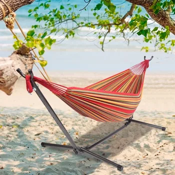 Hordozható vászonfüggőágy egy személy számára, összecsukható kerettel beltéri és kültéri használatra Szék strand természet túra kemping székek ágy