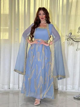 Marokkó Party ruhák Dubai Abayas Eid muszlim ruha nőknek Abaya Jalabiya Emboridery Kaftan Abaya Vestidos Arab hosszú köntös
